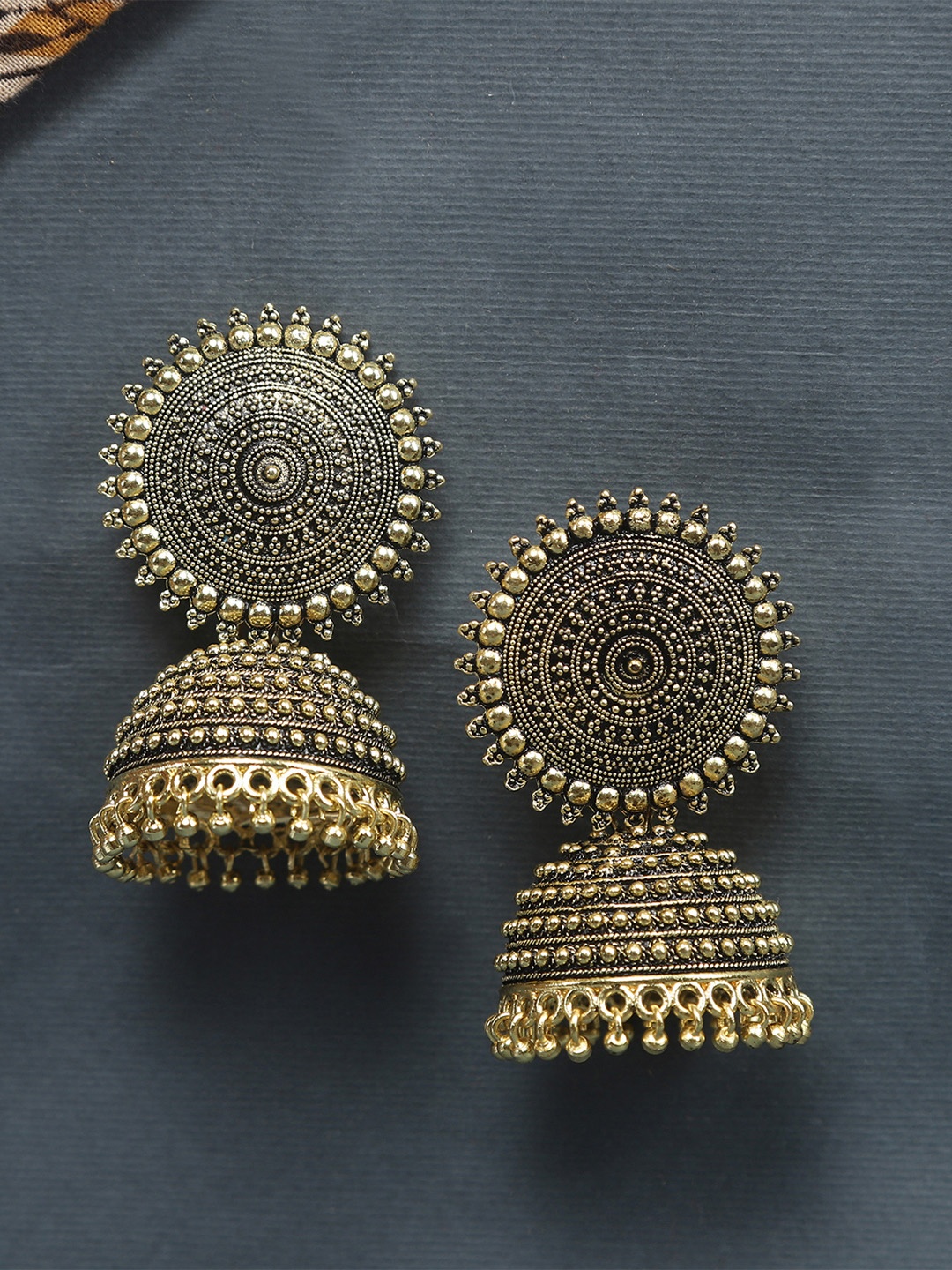 

Zoey Gold-Plated Beaded Dome Shaped Jhumkas