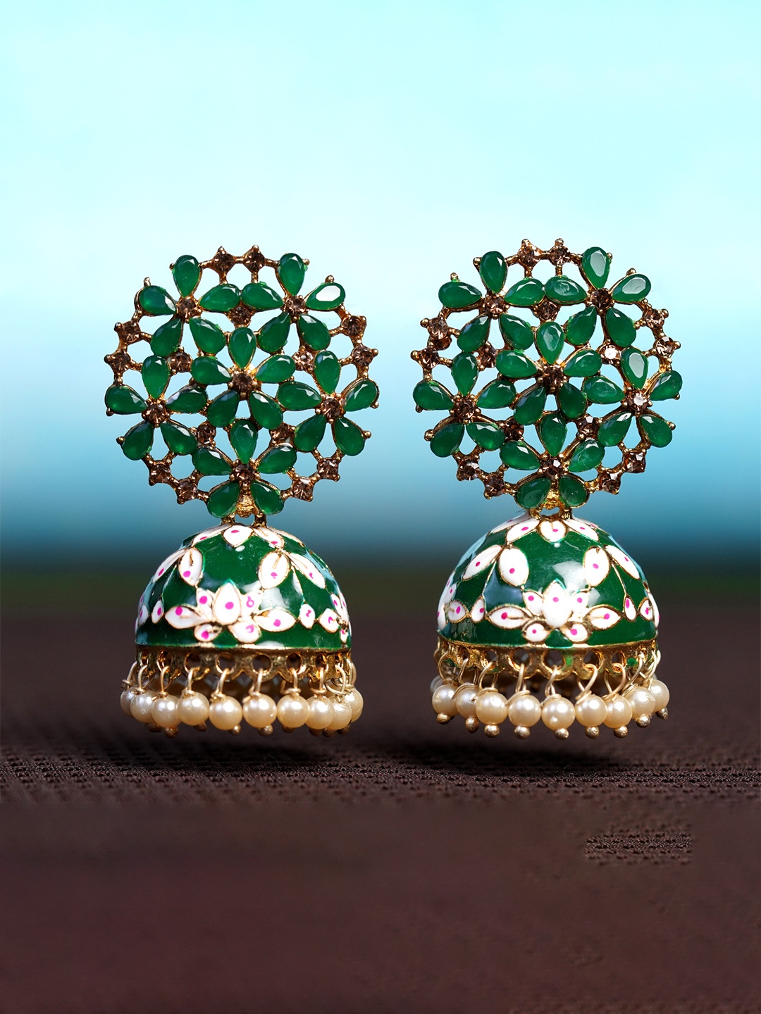 

Zoey Gold Plated Kundan Dome Shape Jhumkas