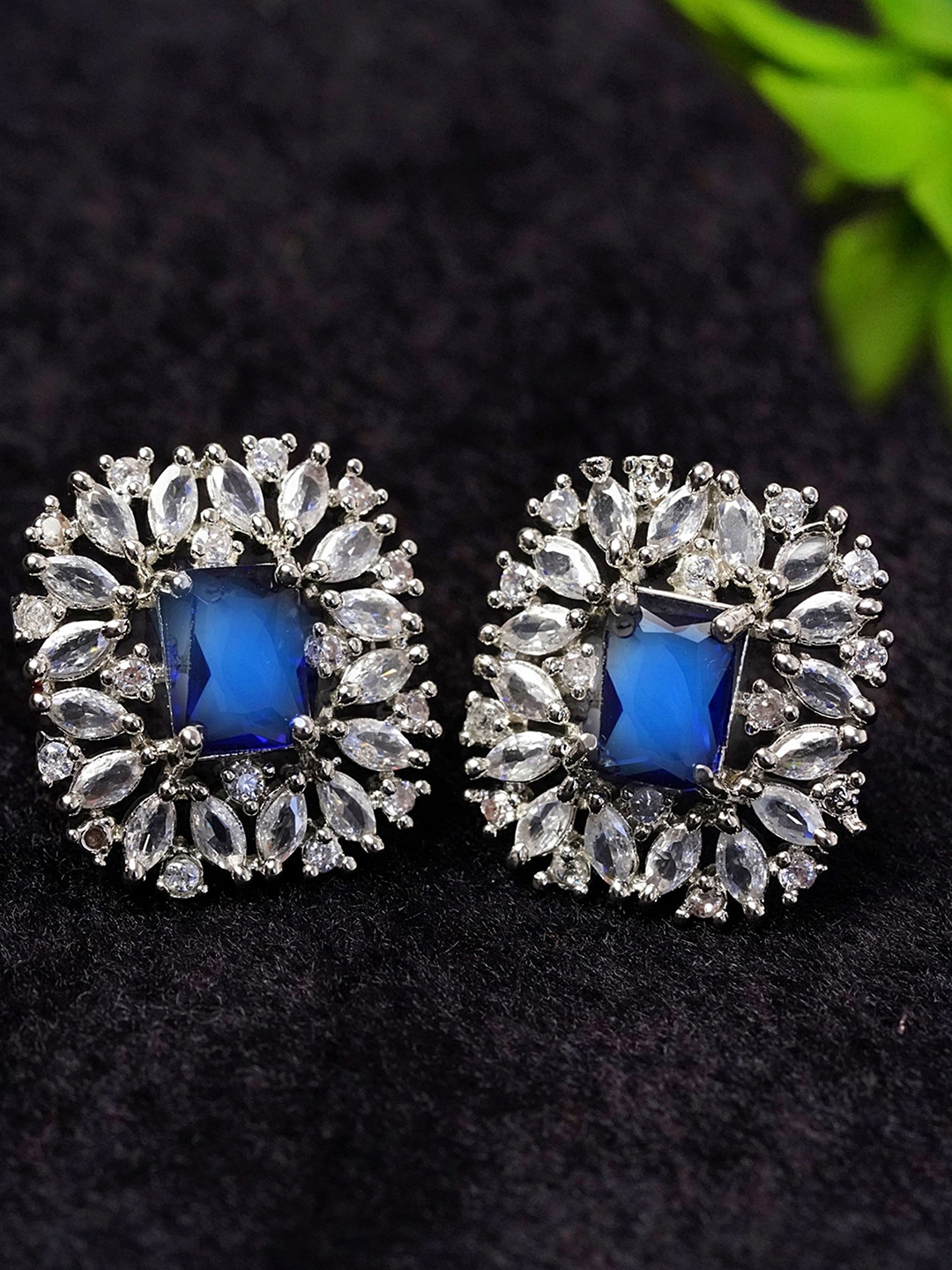 

Zoey Silver-Plated Cubic Zirconia Stone Studded Drop Earrings
