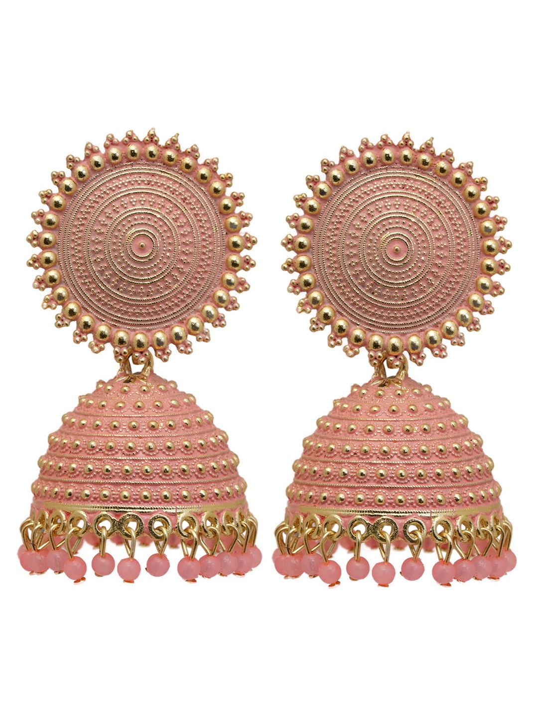 

Zoey Gold-Plated Contemporary Jhumkas, Peach