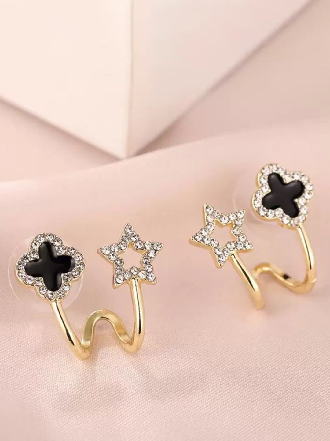 

Zoey Gold-Plated Cubic Zirconia-Studded Contemporary Ear Cuff Earrings