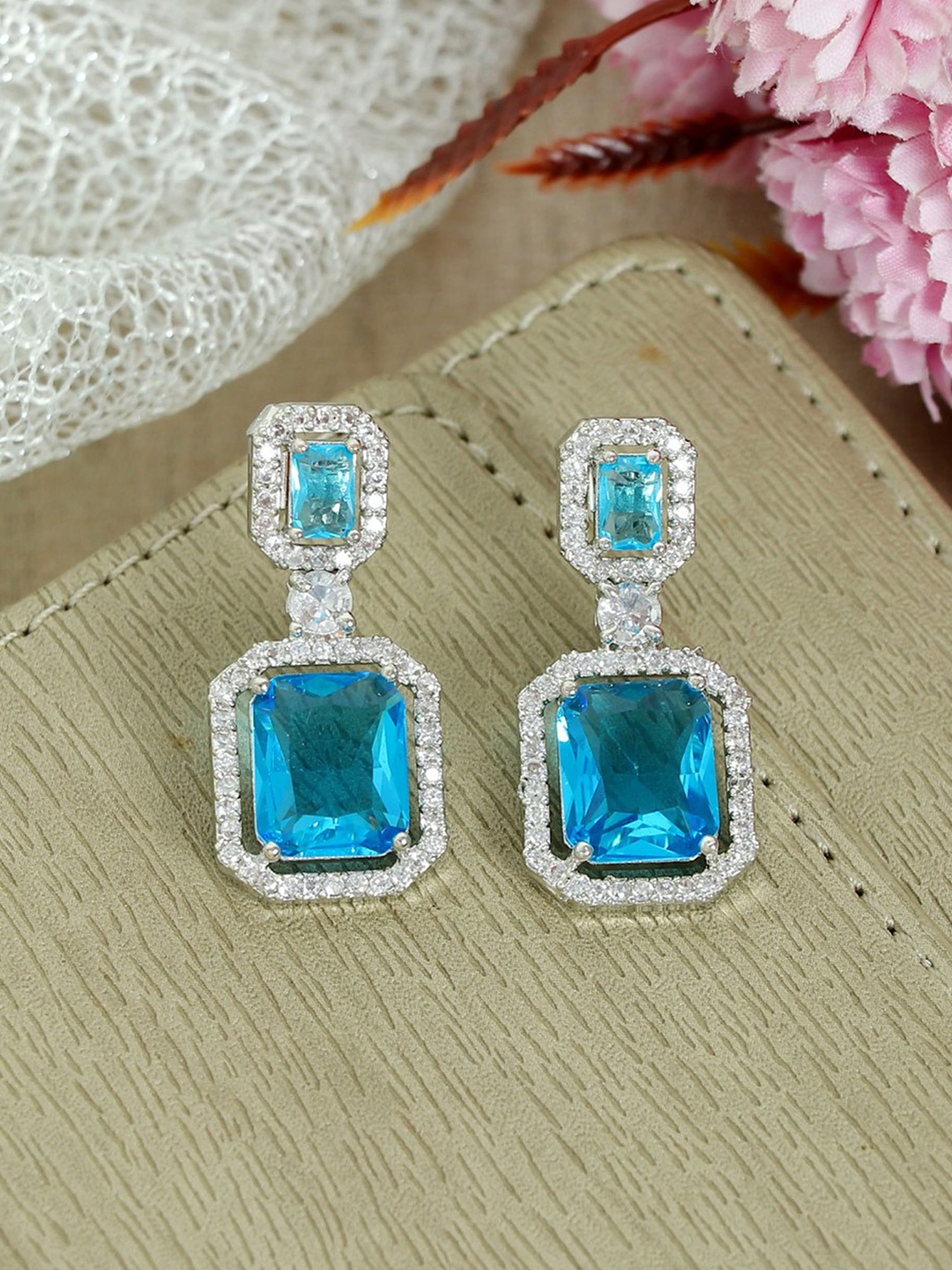 

Zoey Silver Plated Cubic Zirconia Contemporary Drop Earrings