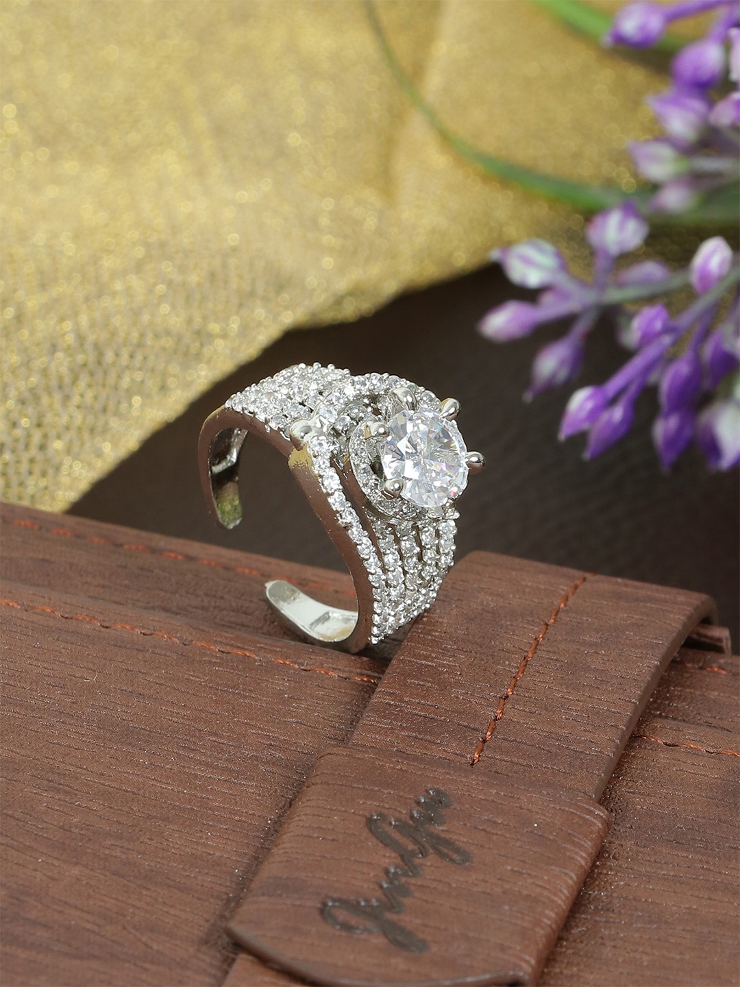 

Zoey Cubic Zirconia Finger Ring, Gold