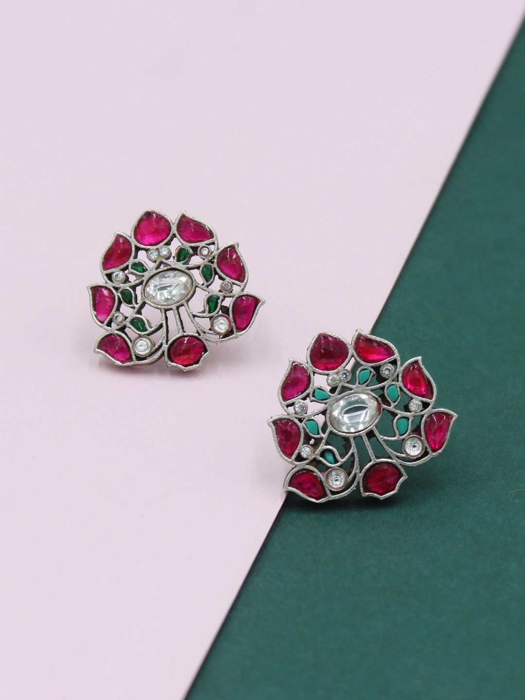 

SANGEETA BOOCHRA Silver Kundan Stud Earrings