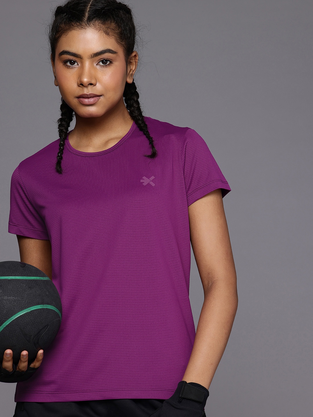 

HRX by Hrithik Roshan Rapid-Dry Training T-Shirt, Purple