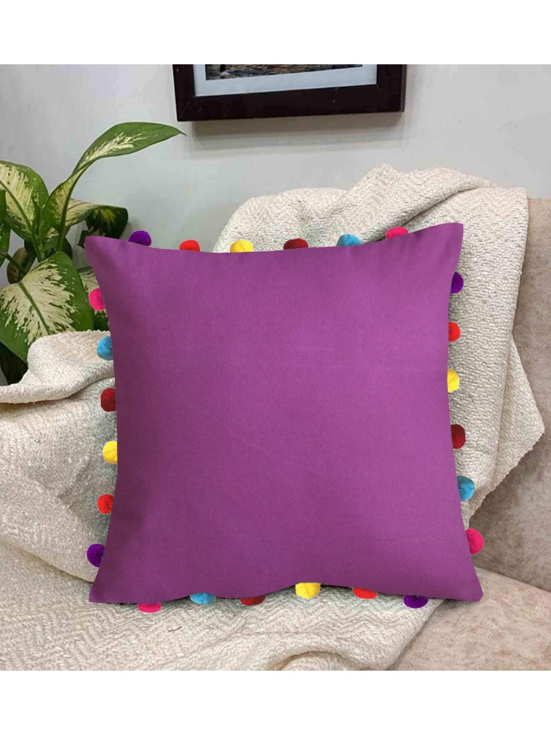 

Lushomes Purple & Yellow Cotton Square Cushion Covers