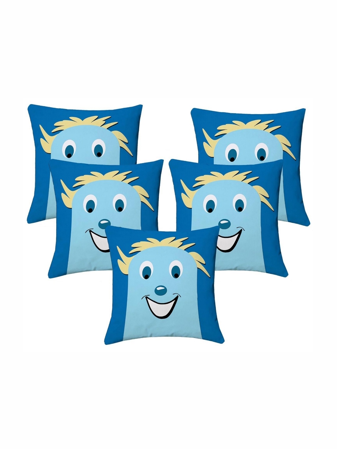 

Lushomes Blue & Yellow 5 Pieces Square Cushion Covers