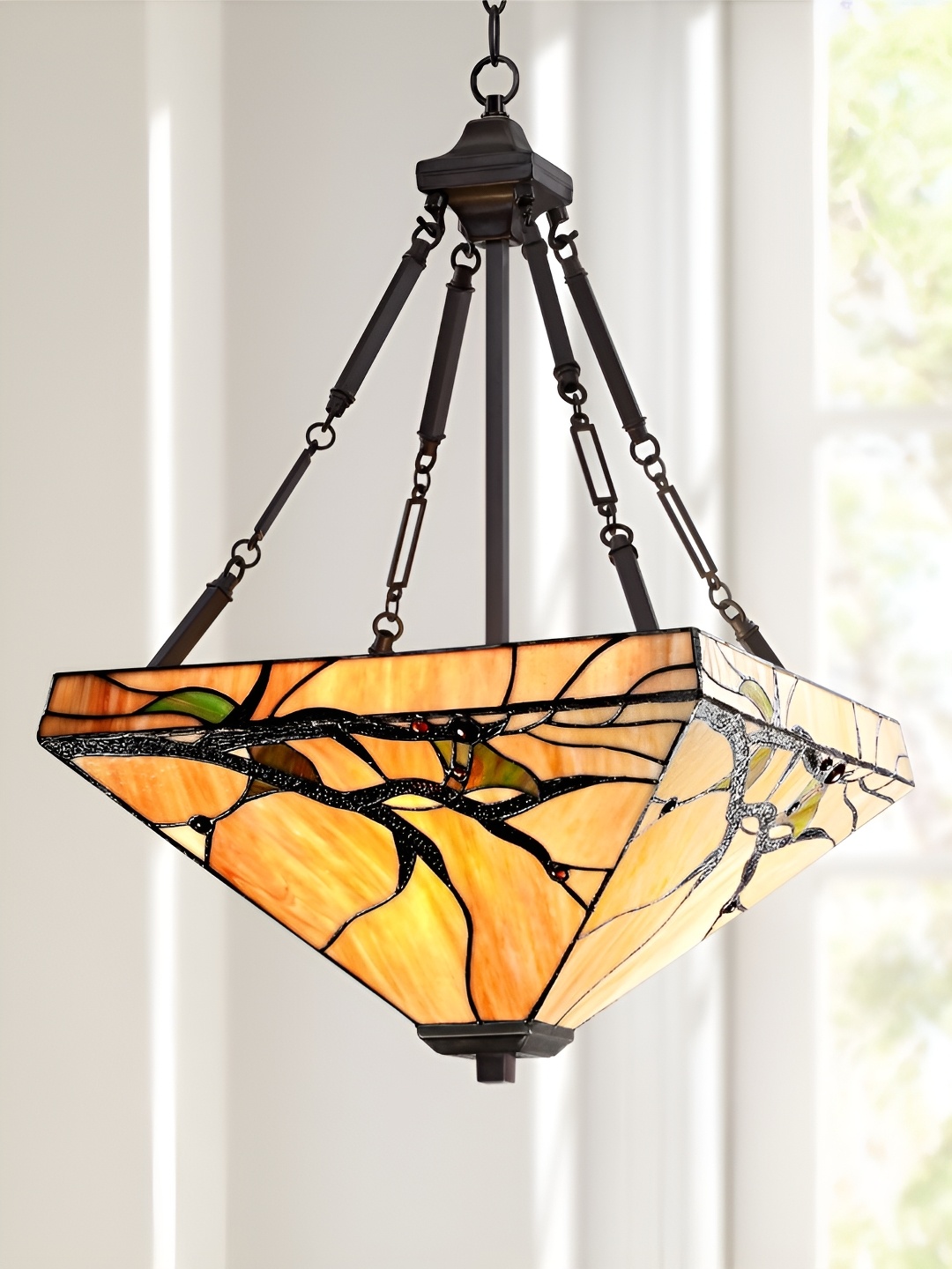 

The Art House Yellow & Brown Printed Abstract Shaped Contemporary Aluminium Ceiling Lamp