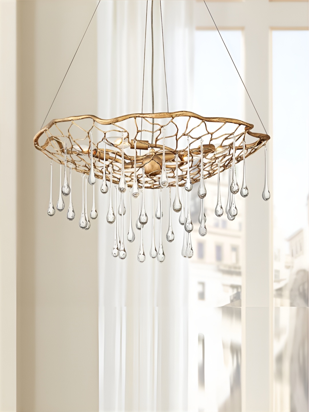 

The Art House Gold-Toned & Transparent Aluminium Contemporary Pendant Ceiling Lamp