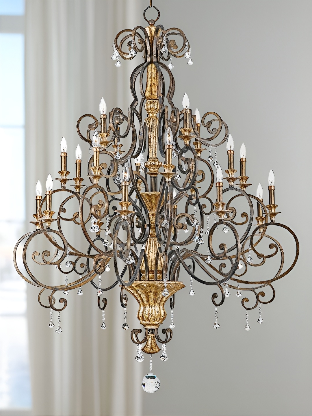

The Art House Gold-Toned & Transparent Textured Traditional Aluminium Ceiling Lamp