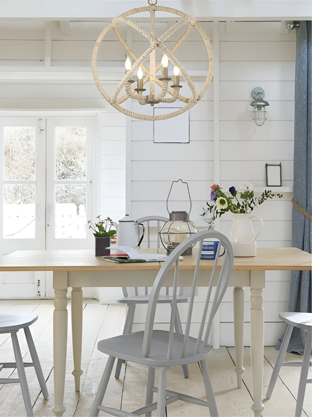

The Art House Beige & Transparent Textured Coastal Chandelier Ceiling Lamp