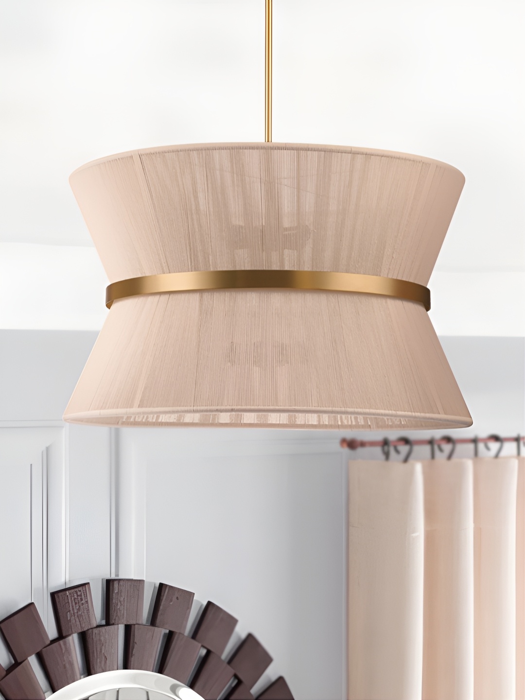 

The Art House Cream-Coloured & Gold-Toned Textured Rope Modern Pendant Ceiling Lamp