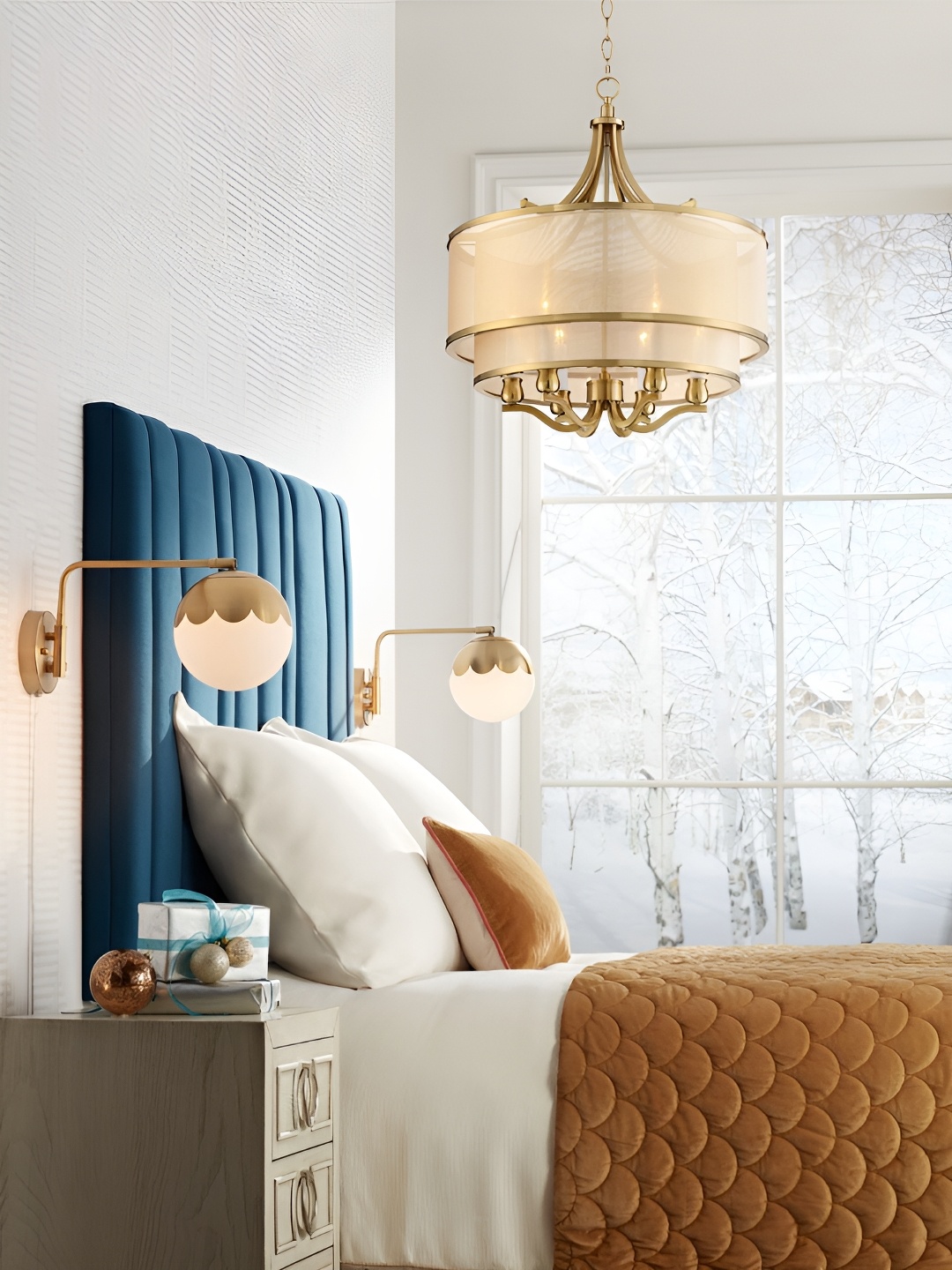 

The Art House Gold-Toned & Beige Aluminium Ceiling Lamp