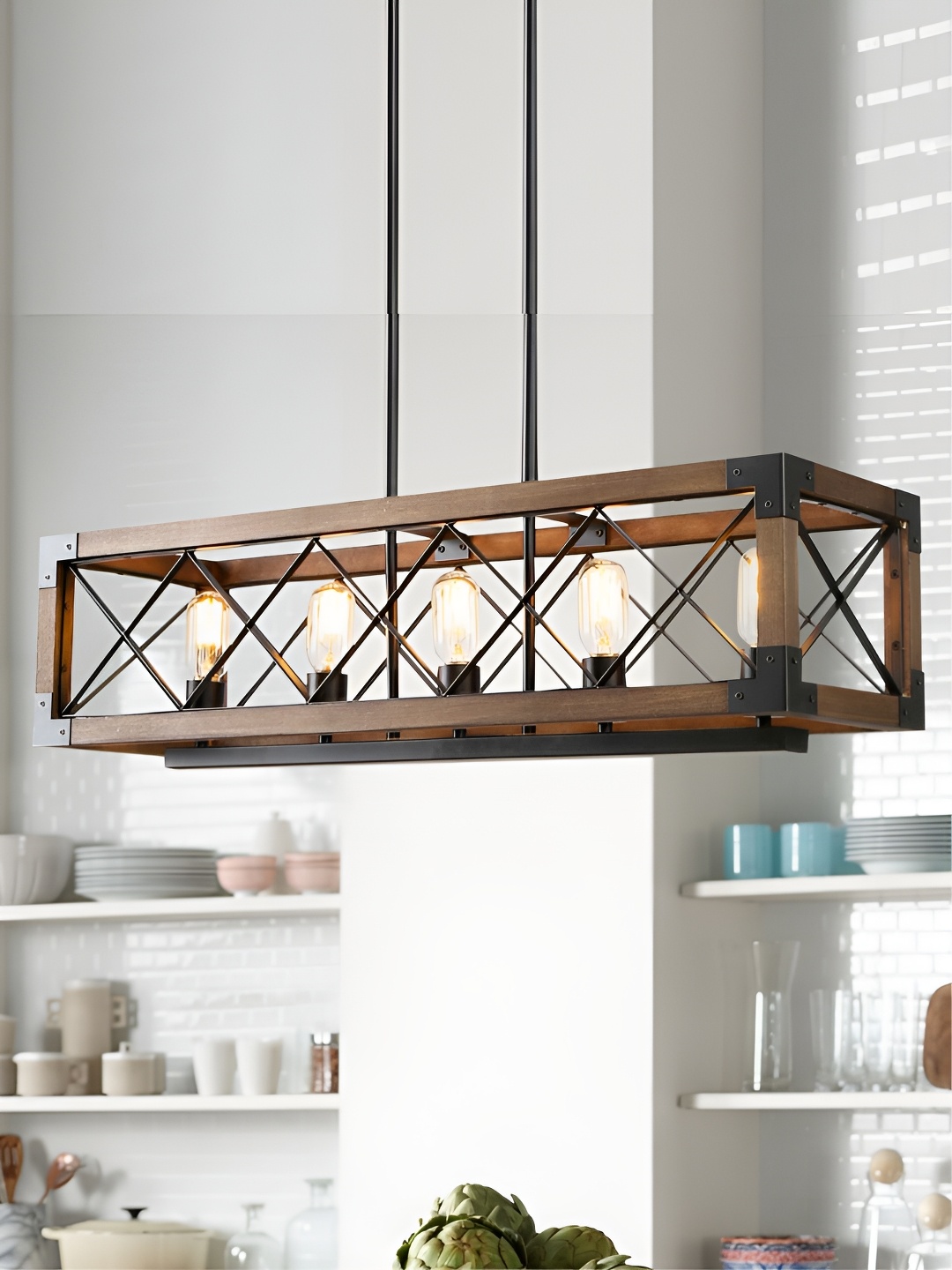 

The Art House Black & Brown Aluminium Rectangle Ceiling Lamp