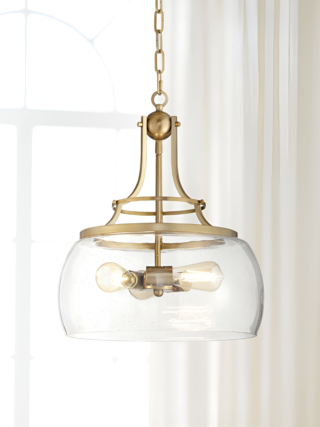 

The Art House Gold Toned & Transparent Aluminium Semi-Sphere Shaped Ceiling Lamp