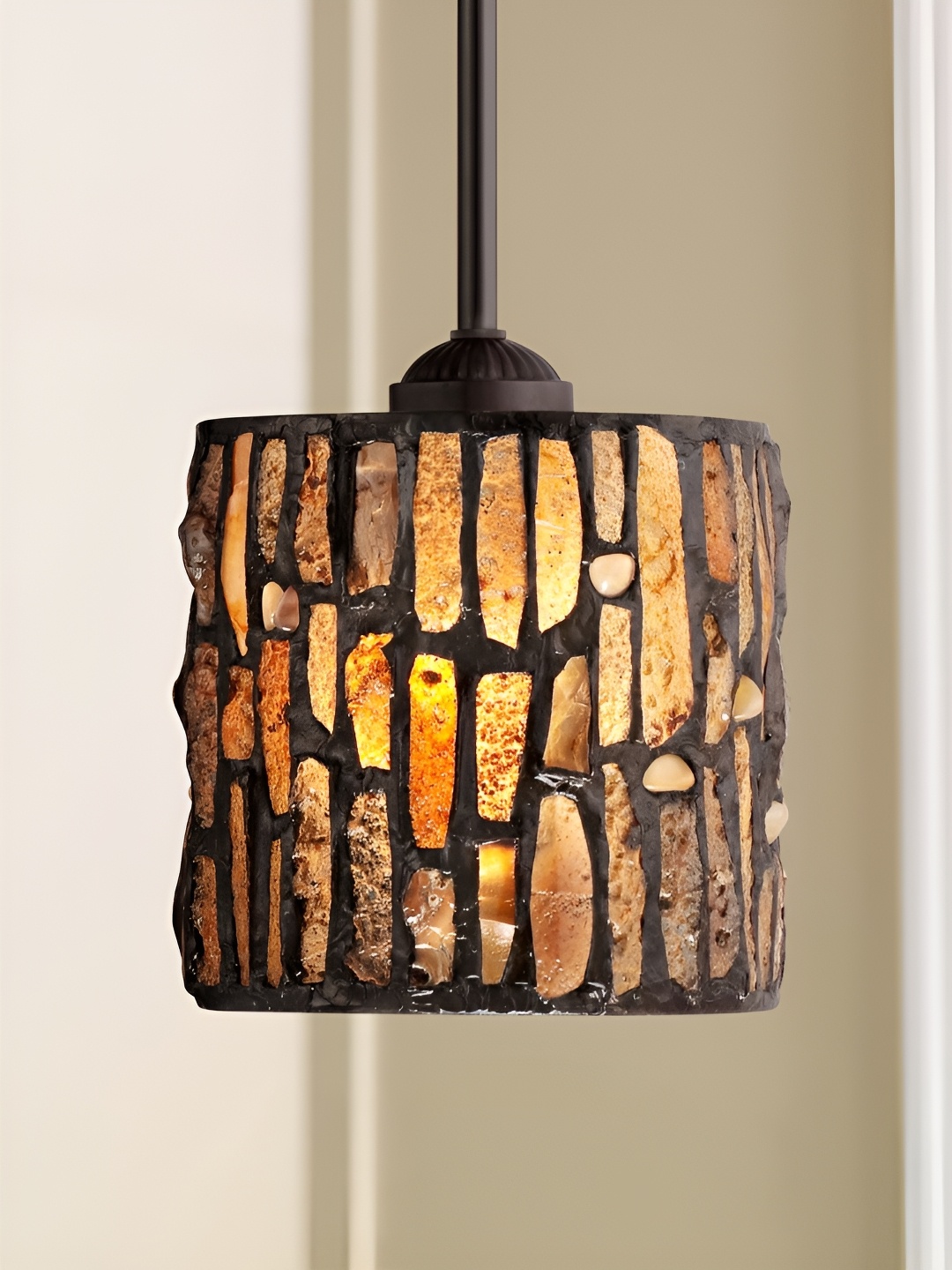 

The Art House Brown & Yellow Textured Aluminium Ceiling Lamp