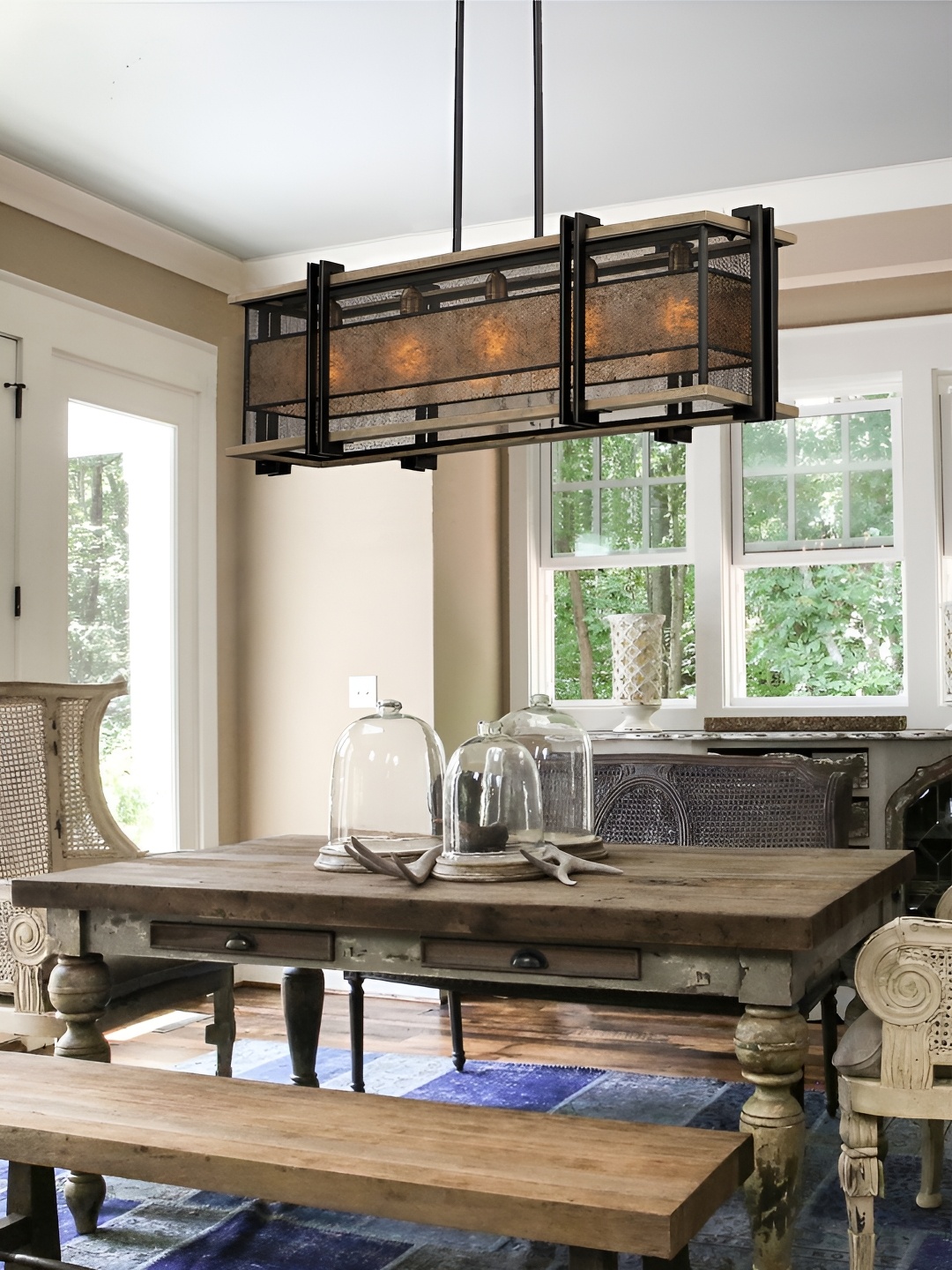 

The Art House Black & Brown Textured Aluminium Linear Pendant Ceiling Lamp