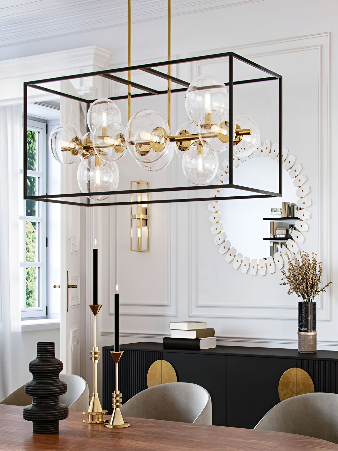 

The Art House Black & Transparent Textured Rectangle Shaped Aluminium Ceiling Lamp