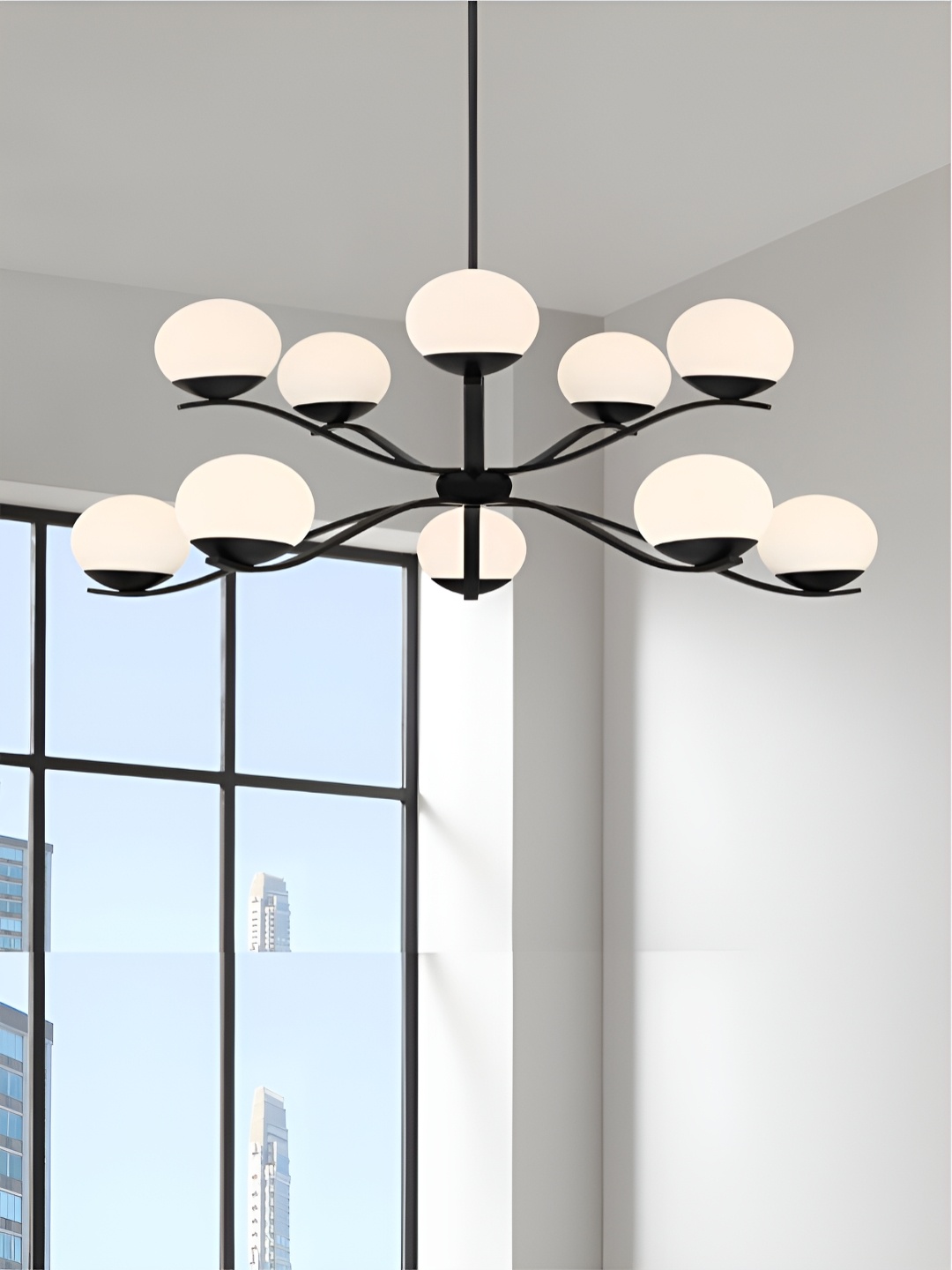 

The Art House Black Textured Aluminium Spherical Ceiling Lamp