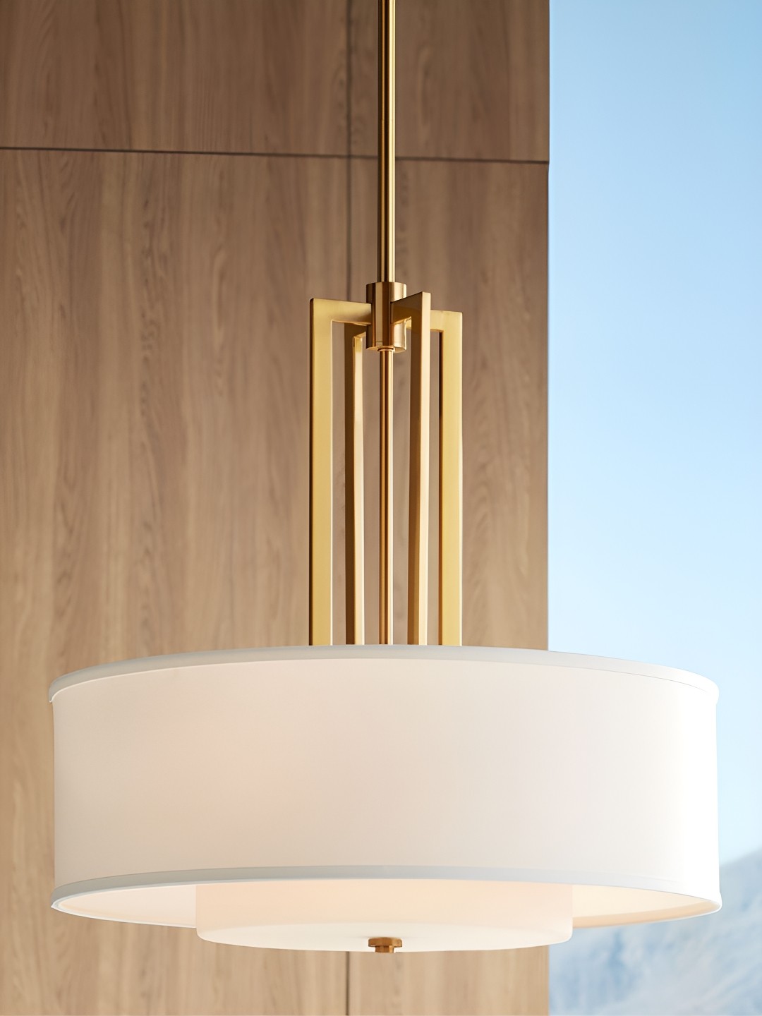 

The Art House Gold-Toned & White Drum Pendant Ceiling Lamp