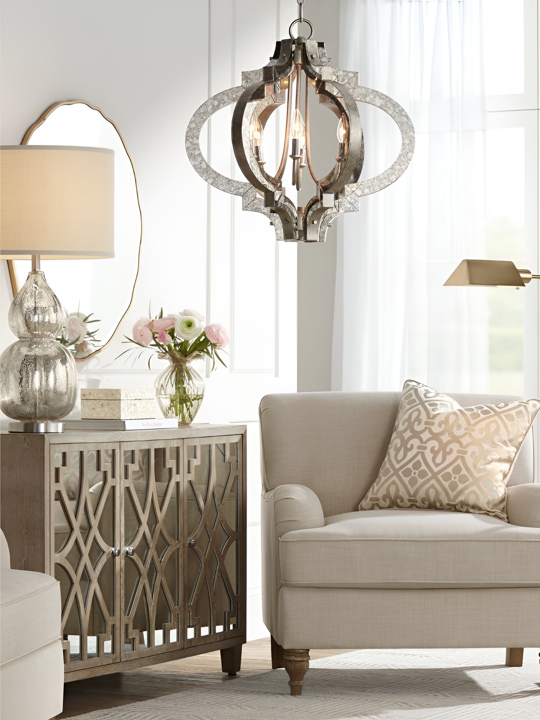 

The Art House Silver Toned Textured Abstract Shaped Contemporary Aluminium Ceiling Lamp