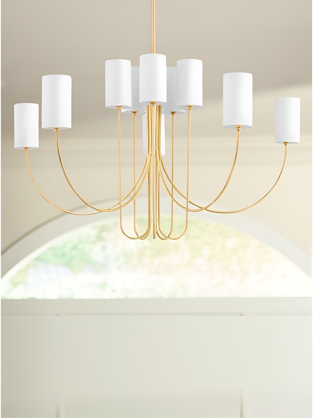 

The Art House White & Gold-Toned Cylinder Shaped Aluminium Ceiling Lamp