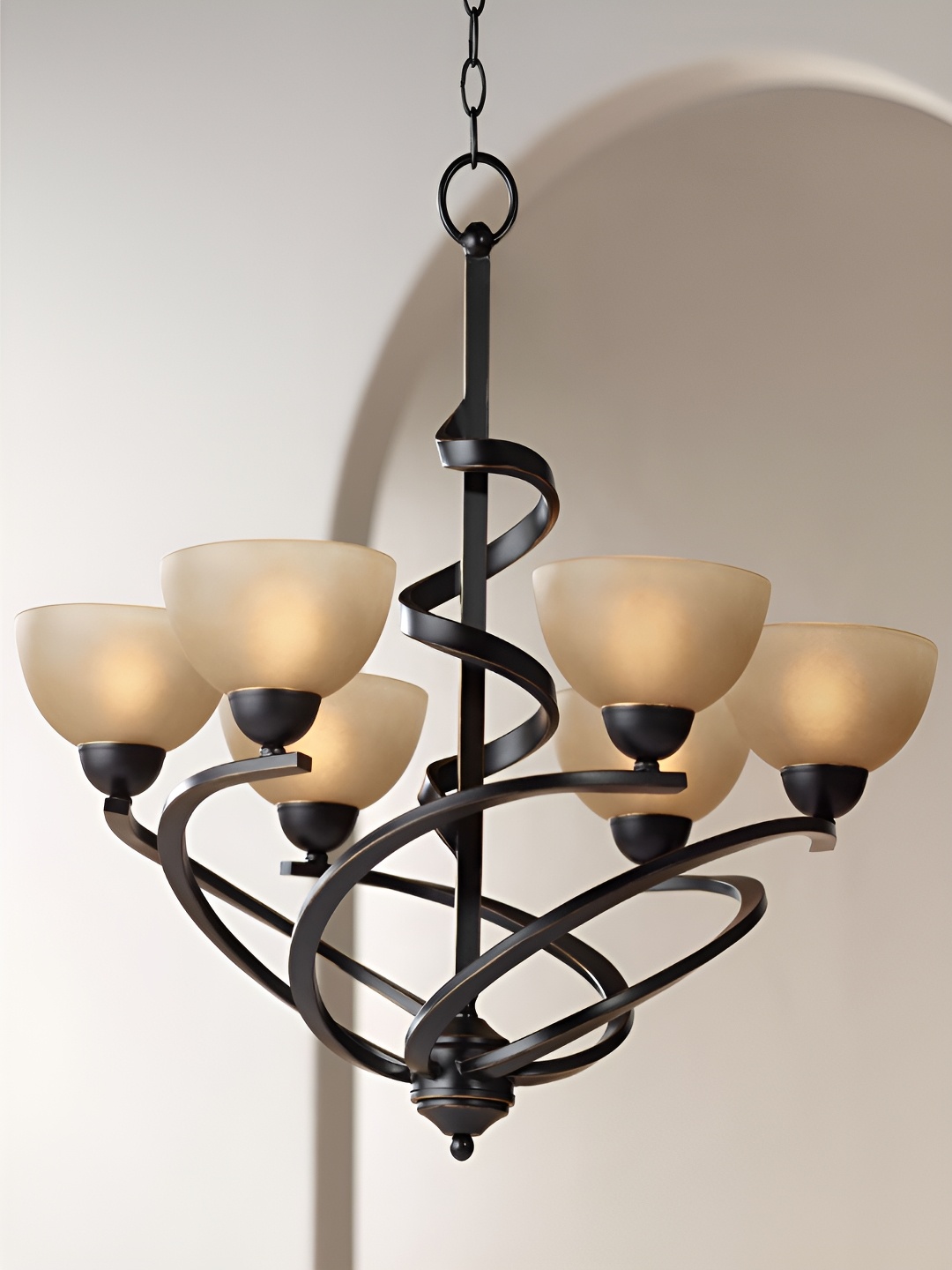 

The Art House Black & Beige Textured Aluminium Abstract Shaped Ceiling Lamp