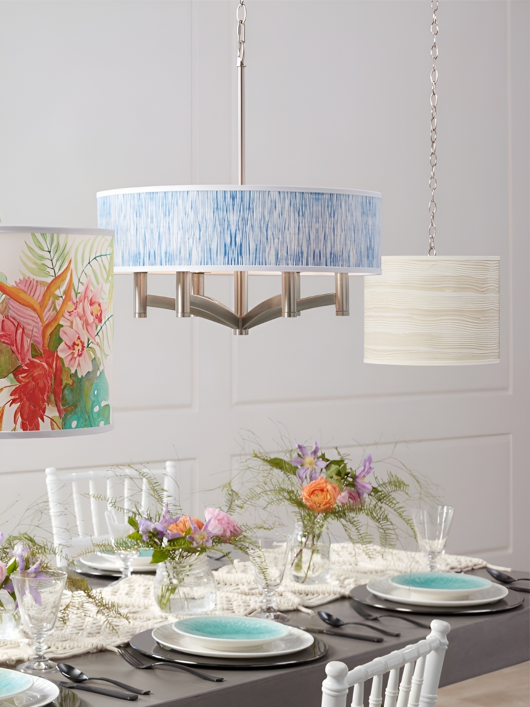 

The Art House Blue & White Printed Aluminium Ceiling Lamp