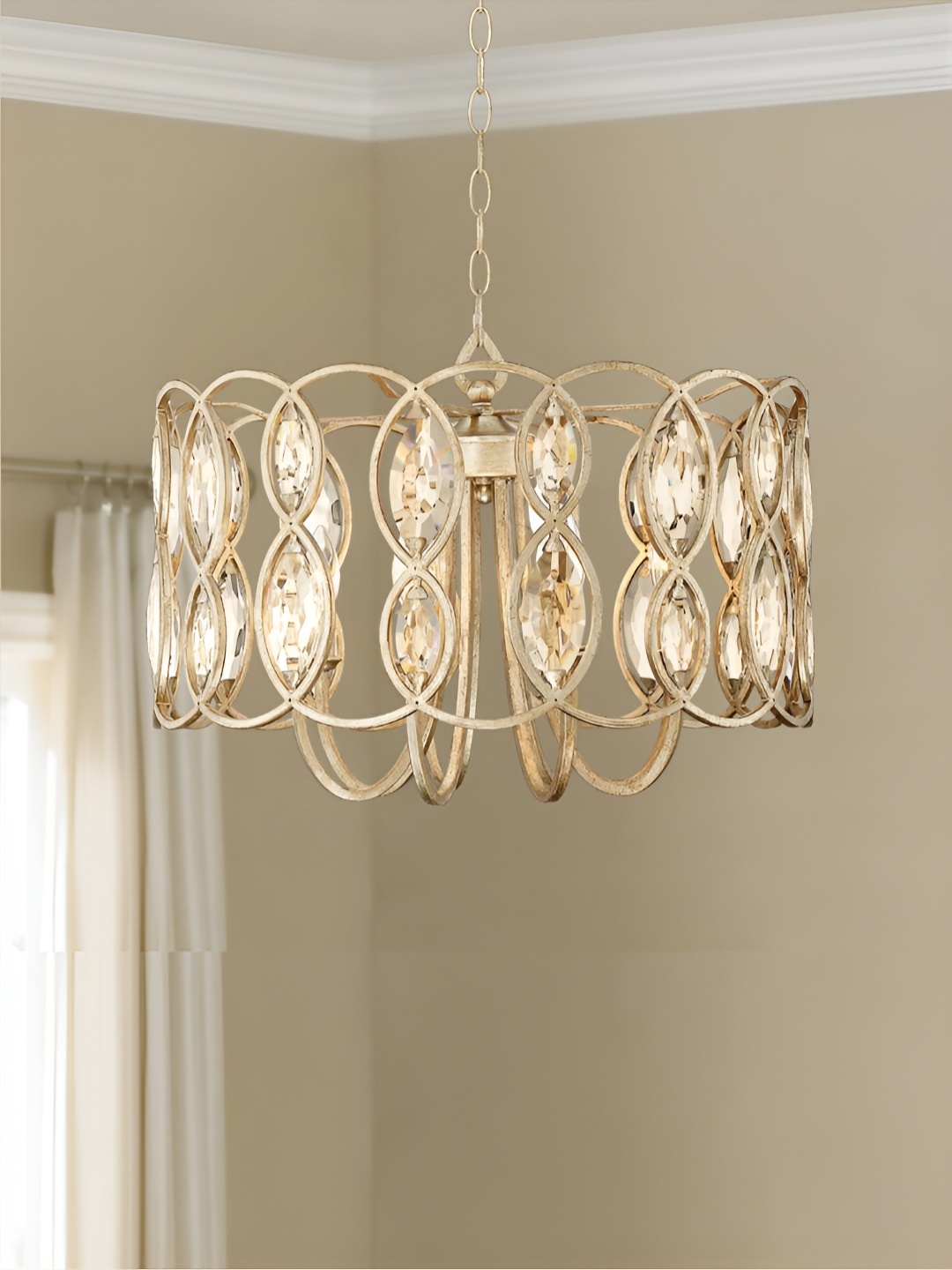 

The Art House Silver-Toned & Gold-Toned Aluminium Abstract Shaped Ceiling Lamp
