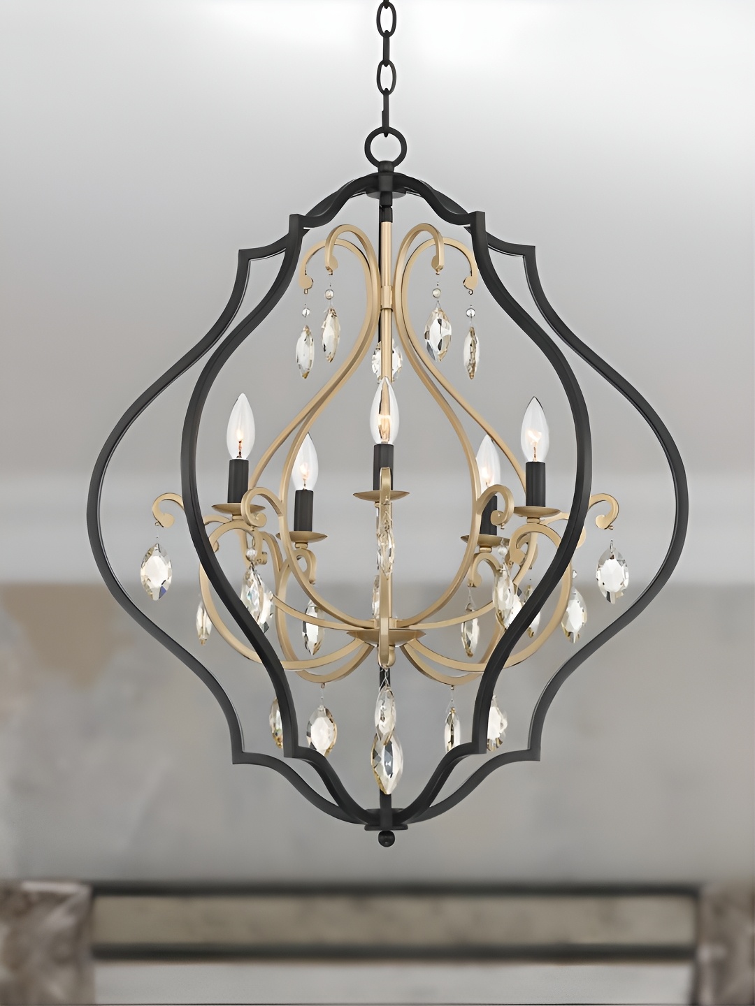 

The Art House Black & Gold-Toned Textured Aluminium Ceiling Lamp