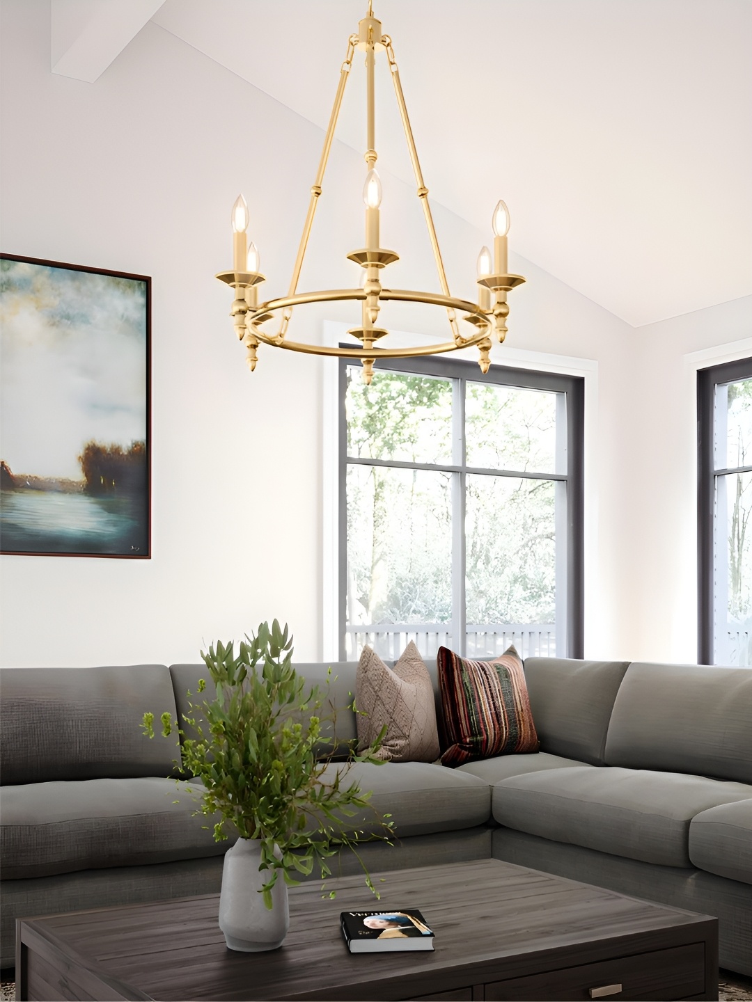 

The Art House Gold-Toned & White Textured Aluminium Traditional Ceiling Lamp