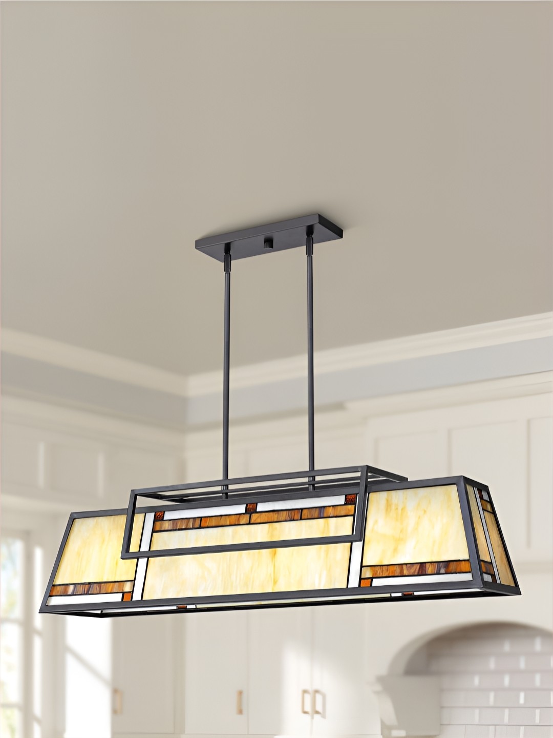 

The Art House Black & Yellow Printed Aluminium Rectangle Ceiling Lamp