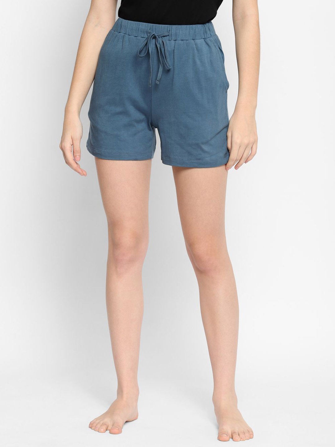 

HOUSE OF KKARMA Women Low-Rise Lounge Shorts, Blue