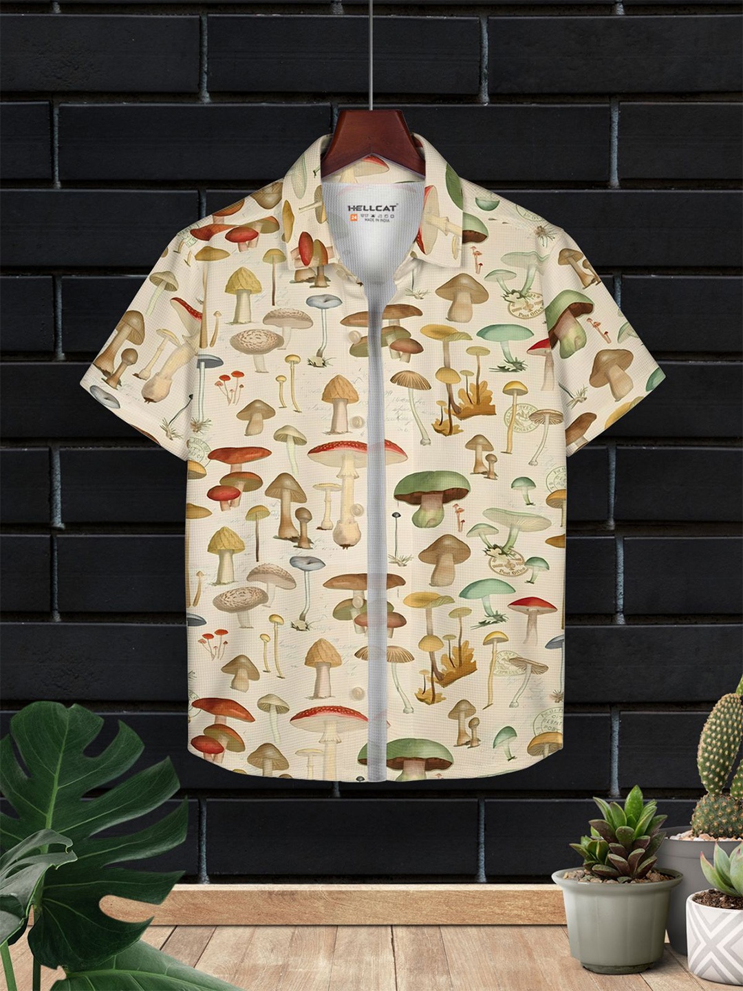 

HELLCAT Boys Floral Opaque Printed Casual Shirt, Beige