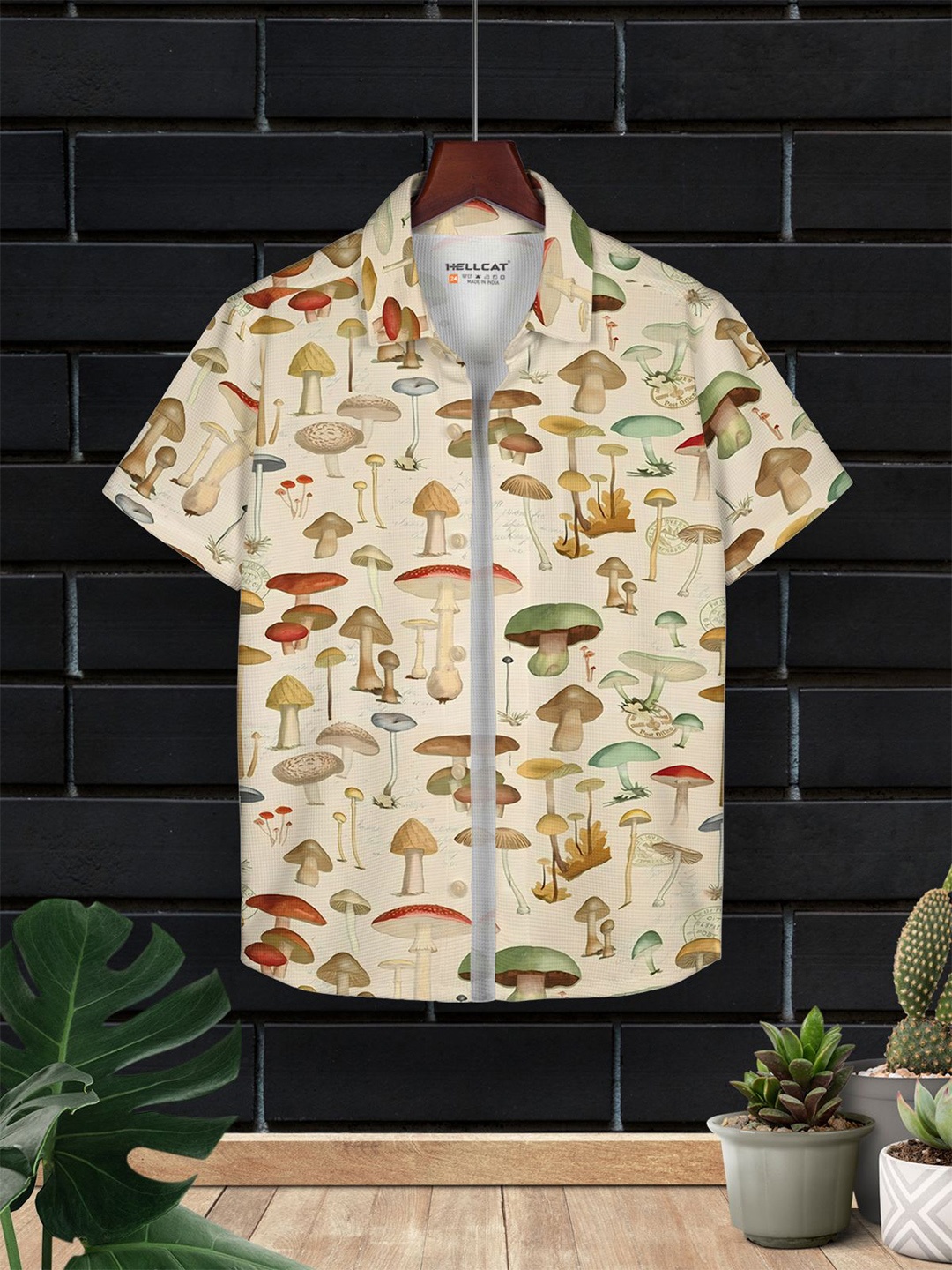 

HELLCAT Boys Cotton Printed Opaque Casual Shirt, Beige