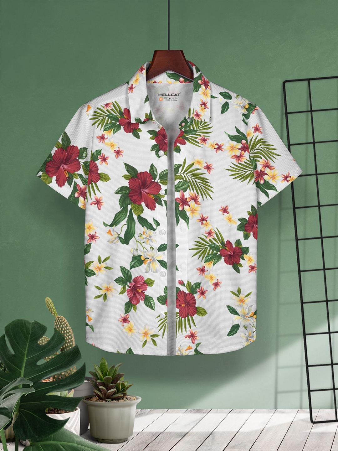 

HELLCAT Boys Cotton Printed Opaque Casual Shirt, White