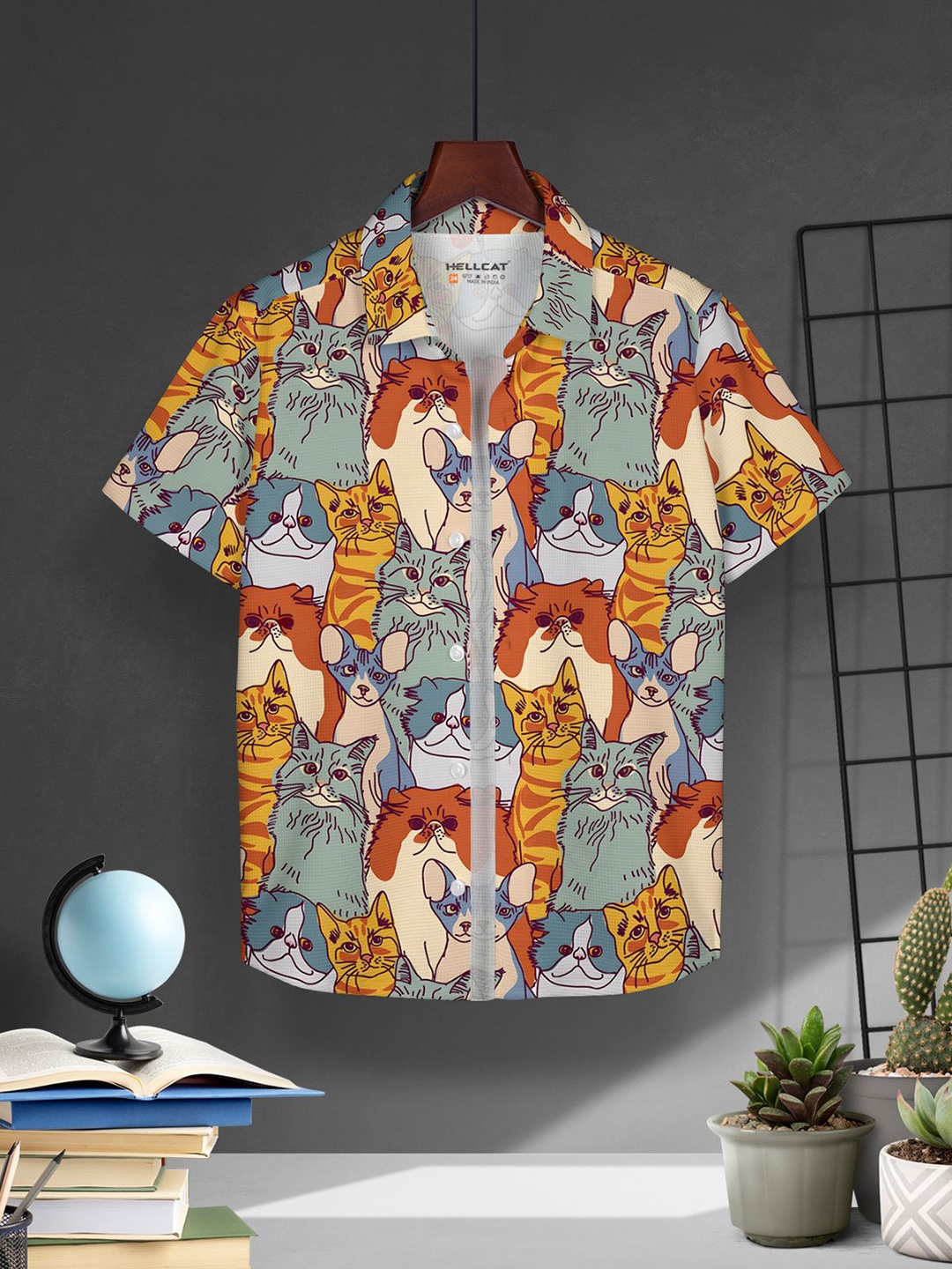 

HELLCAT Boys Cotton Printed Opaque Casual Shirt, Yellow