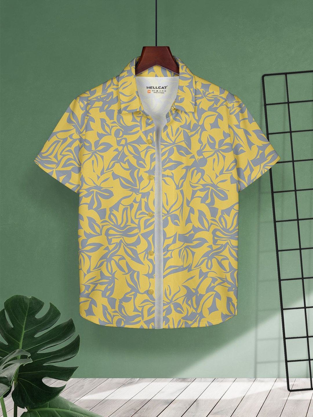 

HELLCAT Boys Cotton Printed Opaque Casual Shirt, Yellow