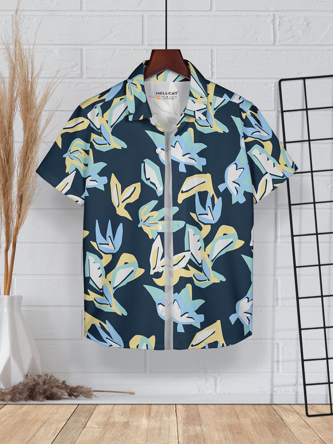 

HELLCAT Boys Floral Cotton Opaque Printed Casual Shirt, Blue
