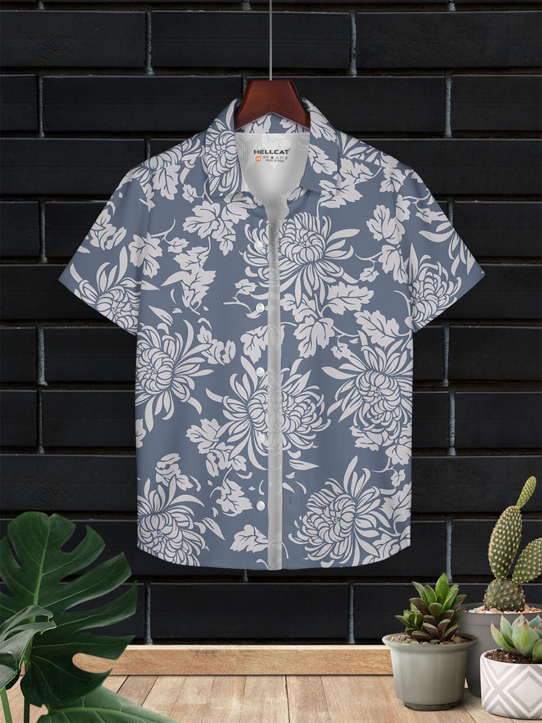 

HELLCAT Boys Cotton Printed Opaque Casual Shirt, Grey