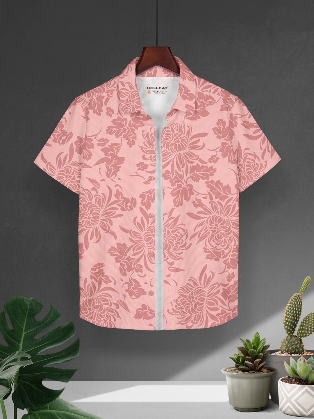 

HELLCAT Boys Floral Cotton Opaque Printed Casual Shirt, Pink