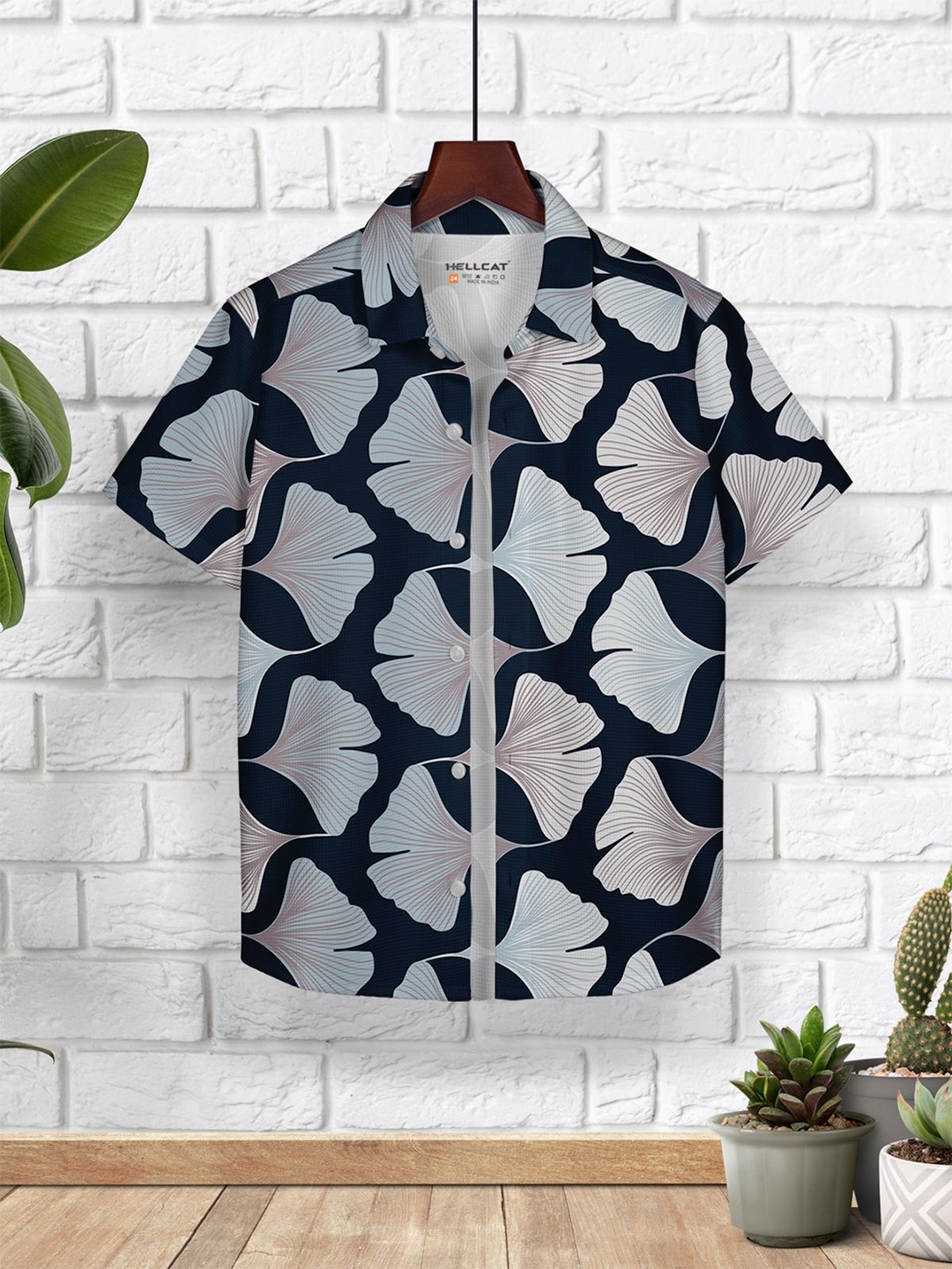 

HELLCAT Boys Opaque Printed Casual Shirt, Navy blue