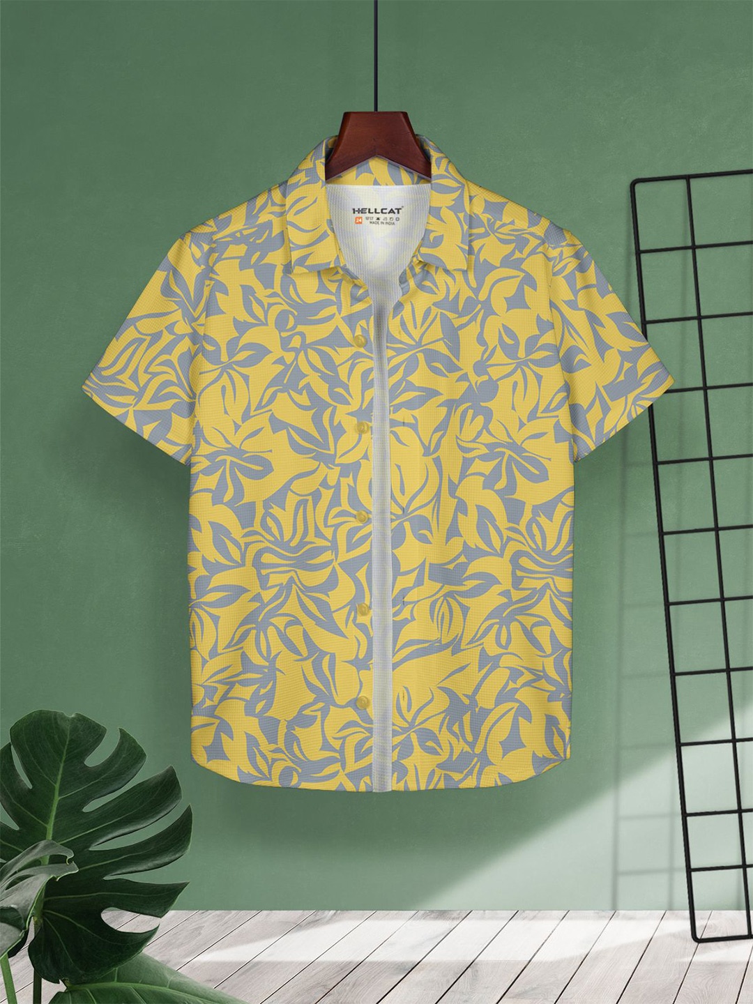 

HELLCAT Boys Floral Opaque Printed Casual Shirt, Yellow