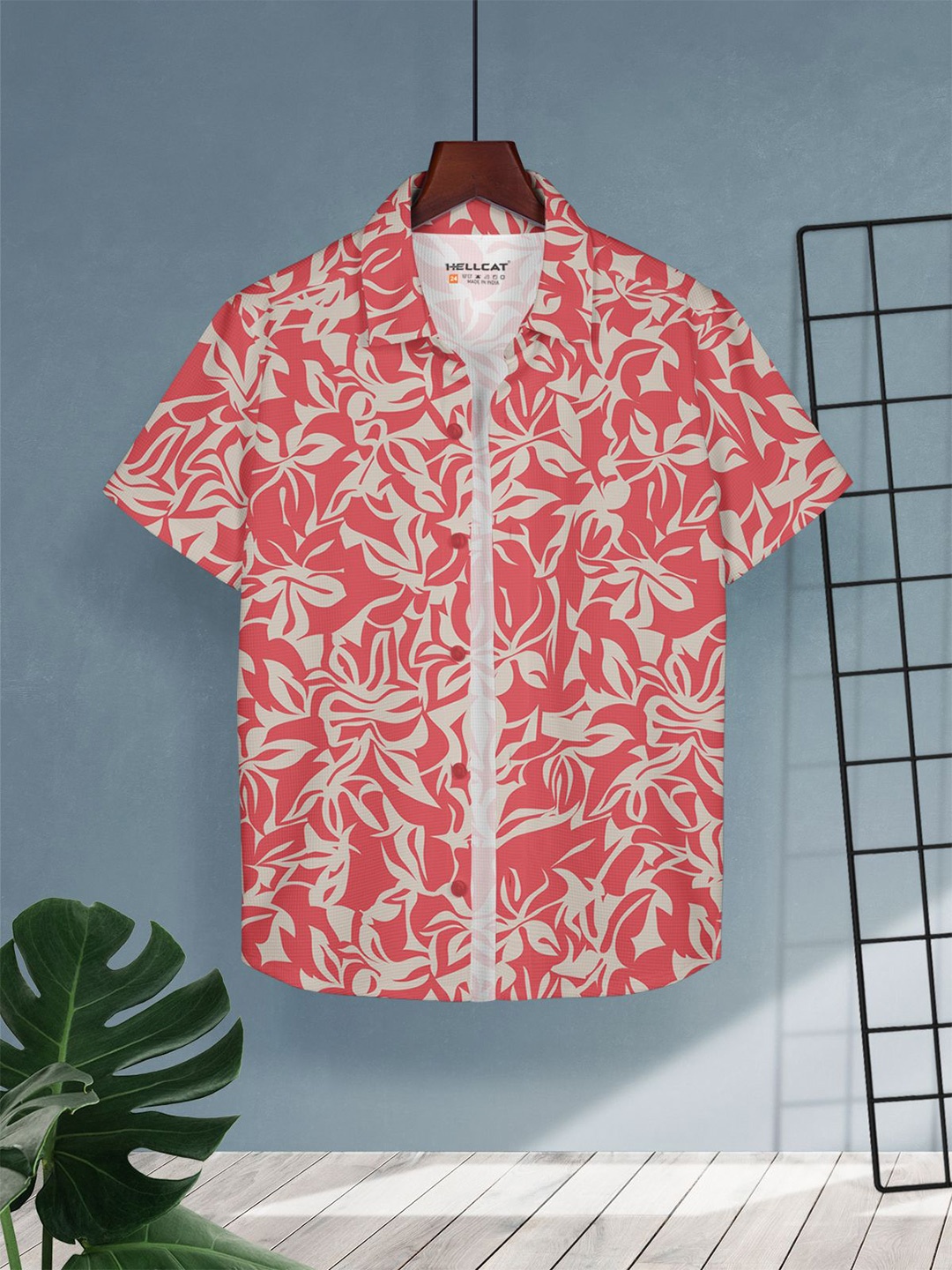 

HELLCAT Boys Floral Opaque Printed Casual Shirt, Red