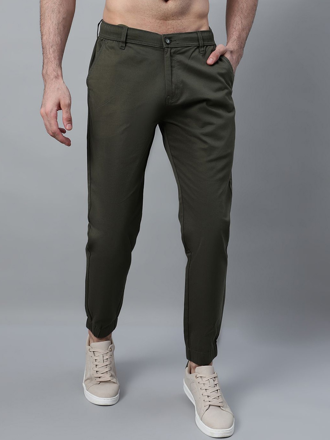 

Cantabil Men Regular Fit Joggers, Olive