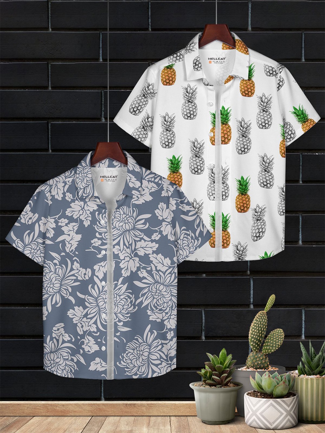 

HELLCAT Boys Floral Opaque Printed Casual Shirt Pack of 2, White