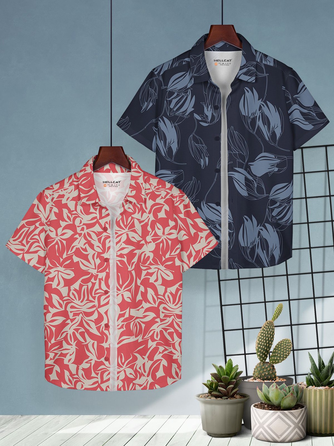 

HELLCAT Boys Floral Opaque Printed Casual Shirt Pack of 2, Multi