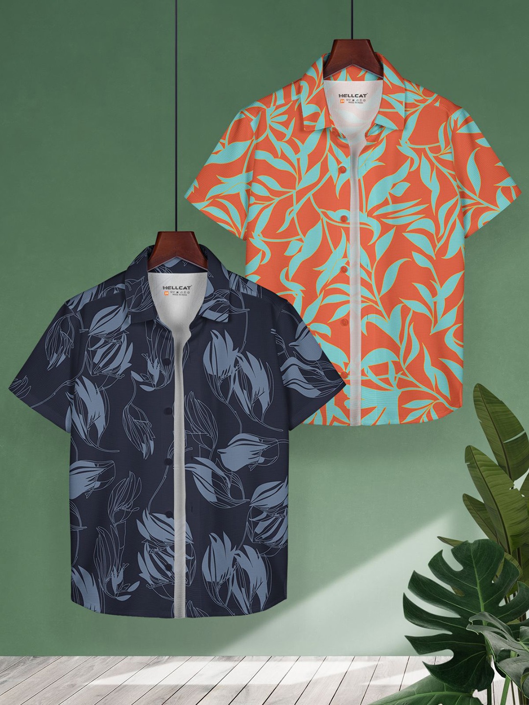 

HELLCAT Boys Floral Opaque Printed Casual Shirt Pack of 2, Multi