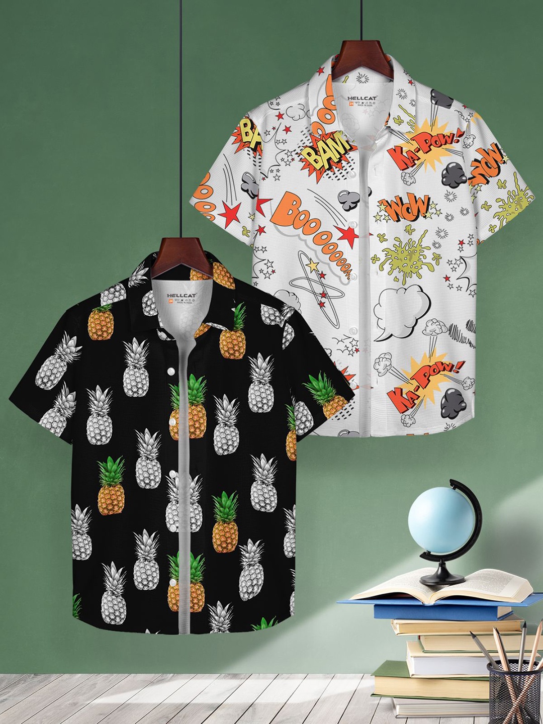 

HELLCAT Boys Floral Opaque Printed Casual Shirt, White