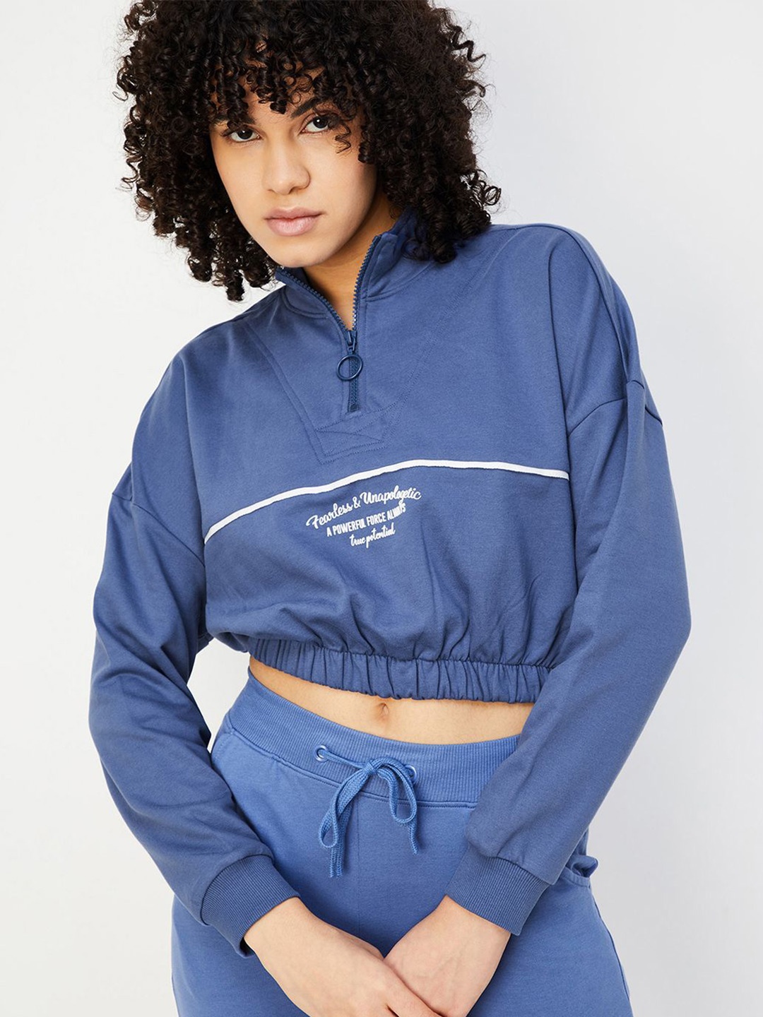 

max Women Printed Sweatshirt, Blue